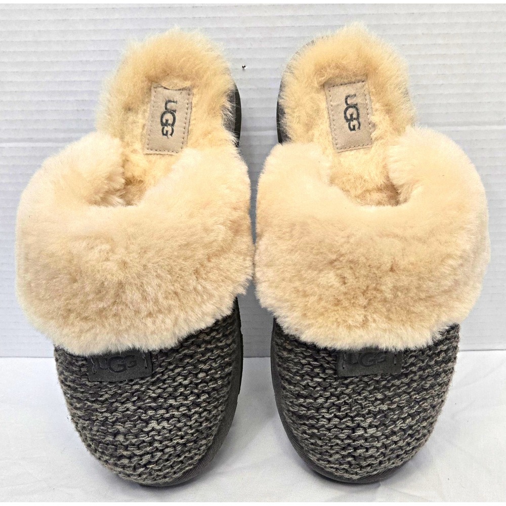 UGG Women's Cozy Knit Slippers Charcoal Grey Size 8 - Excellent Condition